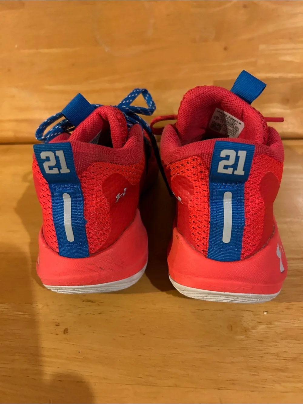 Under Armour Boys Embiid One 3023529-603 Red Basketball Shoes